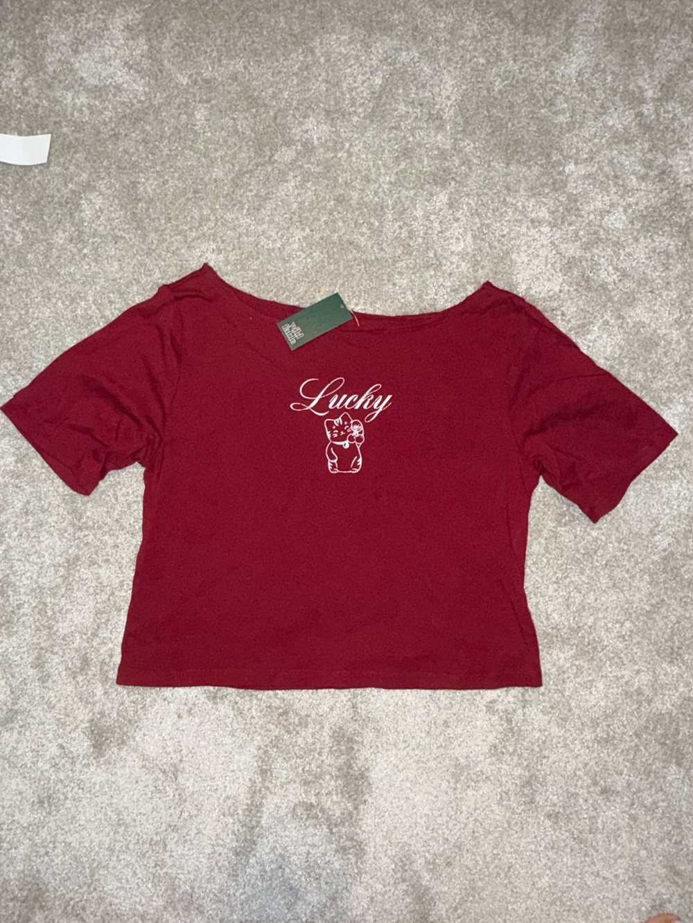 NWT Wild Fable Lucky Cat Crop Tee Size Small